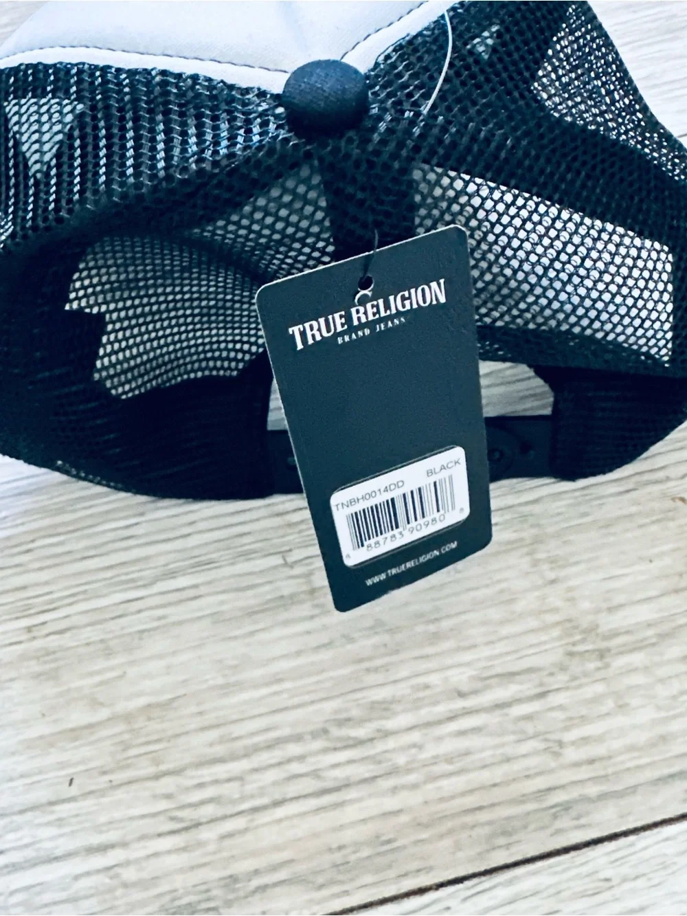 True Religion White, Black and Red Logo Kids Trucker Hat size 5-8 years